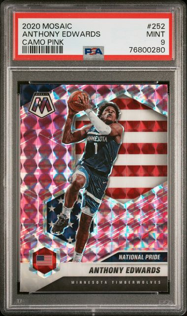 PSA 9 Anthony Edwards Camo Pink Mosaic #252 (cabinet)