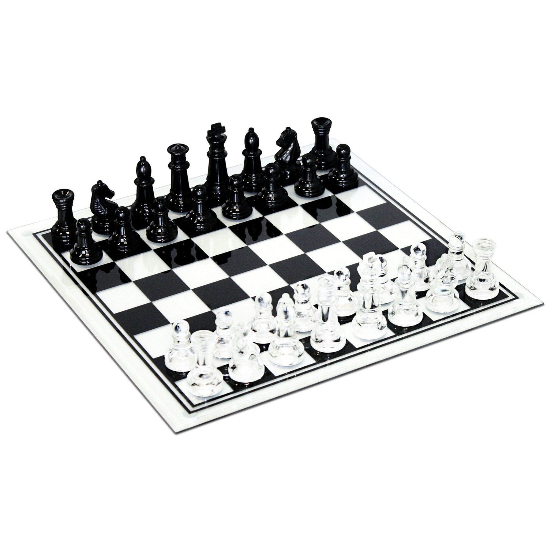 Chess Set, Glass BLK/CLR