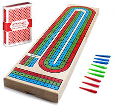 Cribbage Board 3 colour Track w/pegs and storage