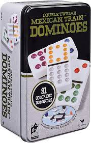 Mexican Train - 91pc DBL 12 CLR Dominoes-Tin
