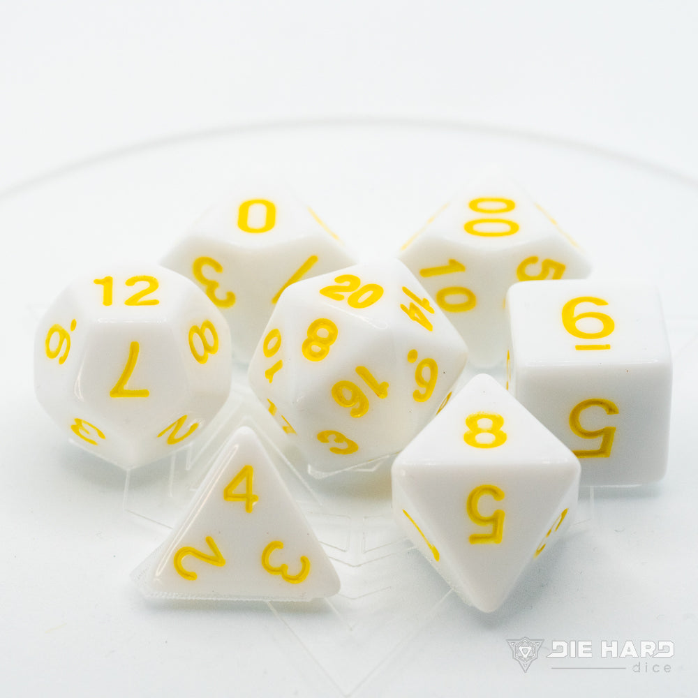 Poly RPG Set- White With Pastel Yellow
