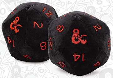 UP DICE PLUSH JUMBO 10" D20 black with red